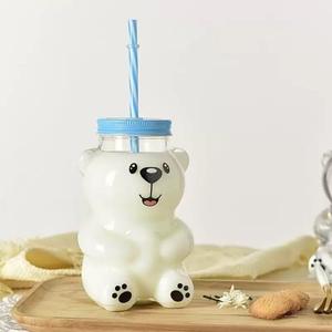 كوب مشروبات كرتوني لطيف على شكل دب لعام 2025 مع شعار، زجاجة ماء شفافة، كوب قهوة 500 مل، كوب عصير وحليب، فاسو دي أوسو - Product Image 4