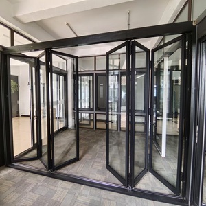 Système de fenêtres modernes en aluminium à double et triple vitrage, étanches, pliables en accordéon, insonorisées, pour salon - Product Image 1