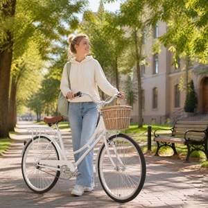 Bicicleta Cruiser Urbana para Mujer de 26 Pulgadas, 21 Velocidades, Cuadro de Acero con Canasta - Product Image 5