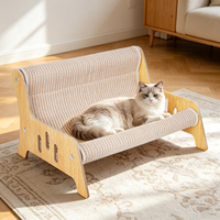 Sofá Minimalista Ecológico de Madera y Sisal para Gatos, con Respaldo Inclinado, Silla Lounge, Mueble Resistente al Desgaste y Bajo Contenido de Polvo, Cama para Mascotas
