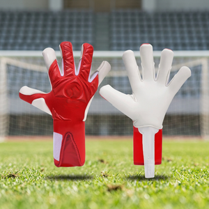 Gants de sport à doigts entiers, rouge et blanc, en PU, antidérapants, fermeture auto-agrippante, unisexe, toutes saisons - Product Image 1