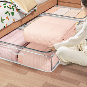 Organizador <span class=keywords><strong>de</strong></span> Ropa Transparente y Plegable con Gran Capacidad, Diseño Impermeable, Caja <span class=keywords><strong>de</strong></span> Almacenamiento que Ahorra Espacio <span class=keywords><strong>para</strong></span> Usar <span class=keywords><strong>Debajo</strong></span> <span class=keywords><strong>de</strong></span> <span class=keywords><strong>la</strong></span> <span class=keywords><strong>Cama</strong></span> - Product Image 1
