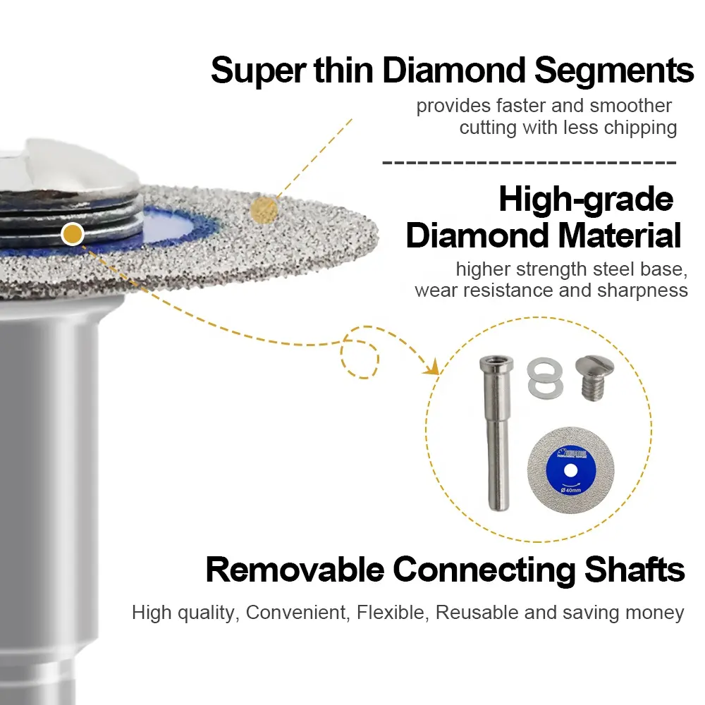 Dia 30/40/50mm chân không brazed kim cương thủy tinh cắt đĩa tròn pha lê ngọc pha lê Lưỡi cưa cho gốm sứ gạch