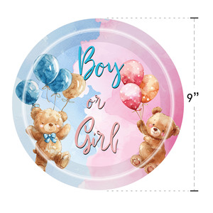Kit de fournitures de fête jetables sur le thème de l'ours pour garçon ou fille, assiettes, gobelets, serviettes pour fête de révélation du sexe - Product Image 3