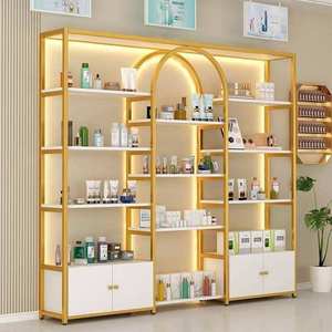 Modern High Quality PIN ANG Stainless Steel Display Cabinet Stand Comfortable Durable Makeup Showcase for Retail Makeup Salons - Product Image 1