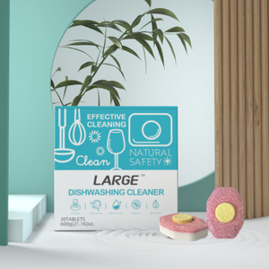 Tablettes de nettoyant vaisselle industrielles certifiées, brillance citronnée, acide citrique, détartrant pour eau dure - Product Image 1