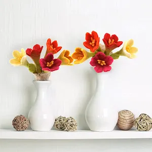 Разноцветные цветы из шерсти и фетра «сделай сам», букет искусственных растений, отличный подарок, поделки, украшения для дома