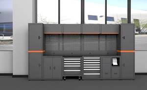 Lớn <span class=keywords><strong>New</strong></span> Heavy-Duty sắt nhà để xe bàn làm việc với có thể tháo rời công cụ Tủ tùy chỉnh OEM Hỗ trợ màu đen hội thảo - Product Image 4