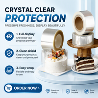Rouleau de protection alimentaire transparent jetable et compostable sur mesure, feuille plastique transparente pour gâteaux, mousses au chocolat et autres préparations.