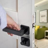 Cerradura cuadrada de Metal para puerta, de aleación de Zinc negro moderno y manija de puerta