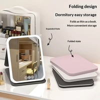 Miroir de Maquillage LED 1x Portable Pliable avec Lampe, Logo/Design Personnalisé, Éclairage de Bureau pour Dortoir et Bureau