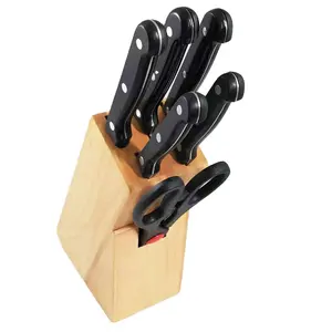Vendita calda 5 pezzi coltelli da cucina Set con forbici da cucina e blocco di legno