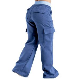 Custom Women's <b>High</b> Quality <b>Cargo</b> Sweatpants Breathable Athletic Joggers with Elastic <b>Waist</b> Closure Straight Leg Wide Pants - Product Image 4