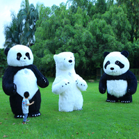 Costume gonflable en coton pour adulte unisexe, mascotte ours polaire en peluche avec cravate rouge, pour Halloween, cosplay de dessin animé, Panda Porte-bonheur