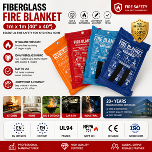 Manta Ignífuga de Fibra de Vidrio de 1.2M*1.2M, Estándar <span class=keywords><strong>Oficial</strong></span> EN1869, para Casa, Cocina, Precio de Fábrica - Product Image 1
