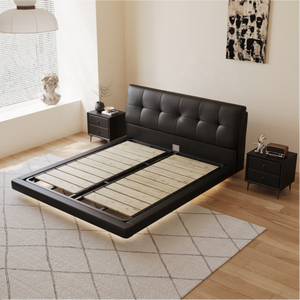 <span class=keywords><strong>Lit</strong></span> à <span class=keywords><strong>suspension</strong></span> moderne rembourré en similicuir avec cadre en chêne, taille King/Queen, confortable, écologique, durable, luxe pour chambre à coucher - Product Image 5