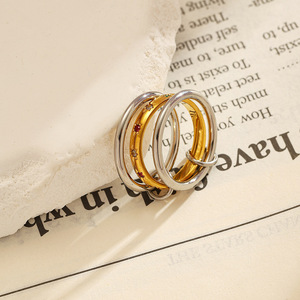 Stainless Steel <b>Ring</b> 18k Gold Plated <b>Titanium</b> Steel Stackable Geometric Design Unisex Fashion Jewelry Gift - Product Image 3