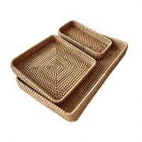 Corbeille à fruits rectangulaire en rotin faite à la main, style nordique, pour usage domestique, panier de rangement, origine Guangxi, idéale pour le salon