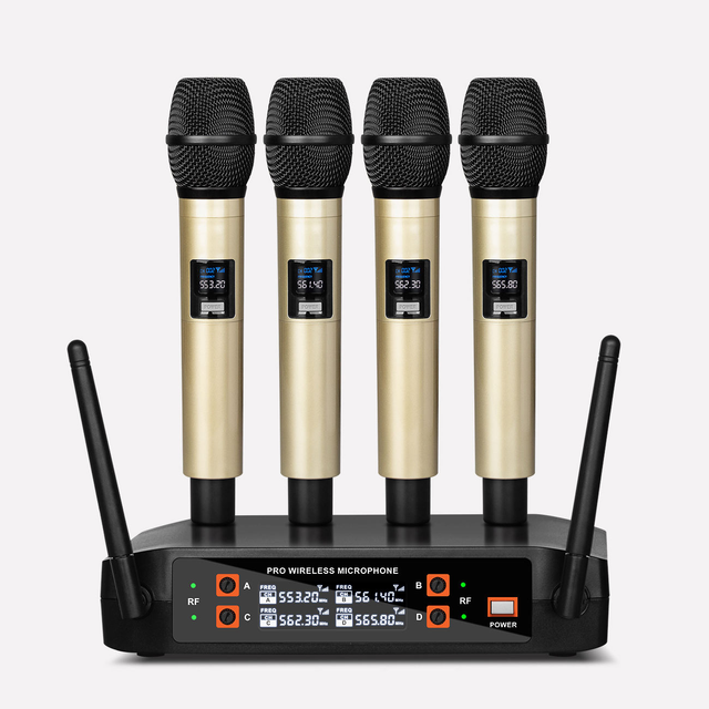 DX4 Hot Selling Professional 4ch Mic Karaoke Handheld Wireless Microphone for Stage Speech
