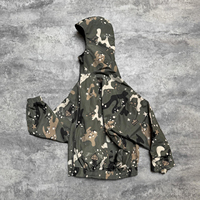 Veste coupe-vent à capuche double face pour homme, imprimé camouflage étoilé, côté intérieur noir, fermeture éclair intégrale, ourlet élastique, style bomber