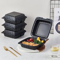 Barquettes alimentaires jetables en plastique MFPP à compartiment unique, 9 x 9 pouces, blanches, avec logo personnalisé, vente en gros à prix réduit