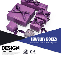 Boîte à bijoux de luxe en carton violet, boîtes cadeaux en papier en gros avec ruban, pour bagues, pendentifs, bracelets, emballage de bijoux UV Advantage