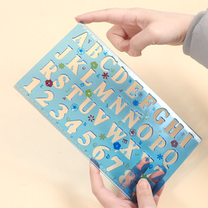 Règle à <span class=keywords><strong>dessin</strong></span> avec 2 gabarits <span class=keywords><strong>de</strong></span> lettres en plastique transparent et robuste Foska, avec 1 sachet OPP pour les étudiants, les artistes et les designers - Product Image 6