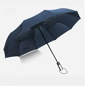 Guarda-chuva dobrável com 3 dobras fechamento automático para homens