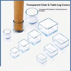 Protège-pieds de chaise en PVC transparent et noir, protections de sol épaissies antidérapantes pour bureaux, chaises de salle à manger et pieds de mobilier de classe - Product Image 4