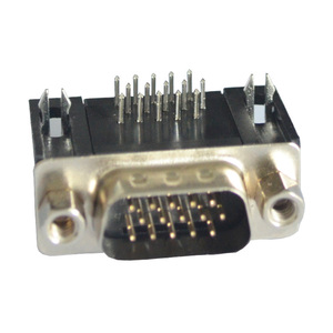 Conector de 9 posiciones de la serie <span class=keywords><strong>D</strong></span>, 2 filas, tipo R/A recto con material de contacto de latón para aplicaciones de PCB, macho a hembra - Product Image 1