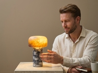 Lampe de table en marbre, style moderne et luxueux, avec accents en laiton, lumière LED pour chambre à coucher, chevet, salon, villa, hôtel, décoration, cadeau d'anniversaire