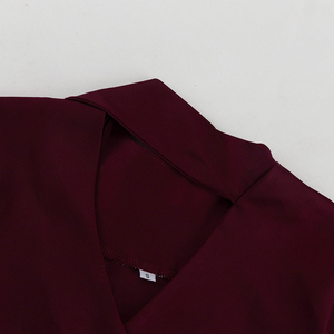 2025 con zip autunnale in raso sottile elegante donna Maxi abito lungo da sera <span class=keywords><strong>bordeaux</strong></span> con <span class=keywords><strong>maniche</strong></span> - Product Image 6