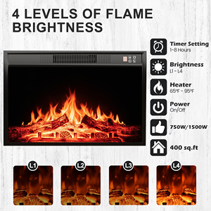 Meuble TV électrique moderne AJUNION avec foyer, 16 couleurs de lumière LED, 77 pouces, en bois, étagère en verre trempé réglable, table TV - Product Image 2