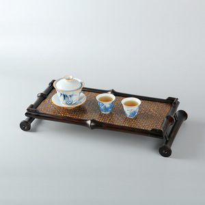 Zhuqige <b>Tea</b> <b>Tray</b> Rectangular Bamboo Household Serving <b>Tray</b> With Wooden Pattern For <b>Tea</b> Set Storage - Product Image 2