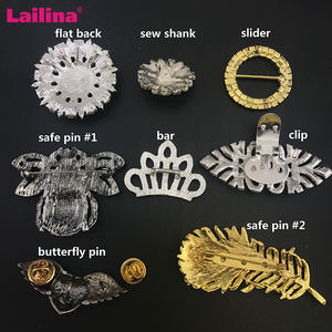 ウェディングデコレーション用クリスタルメタルボウブローチラインストーンボウノットボウブローチ - Product Image 2