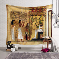 Tapisserie murale en polyester avec scène de temple hiéroglyphique dorée, décoration murale, impression HD, résistante à la décoloration, OEM ODM