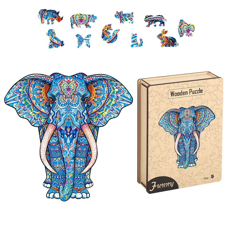 Family Wooden Puzzle for Adults Adult Puzzles Unique Shape Jigsaw Pieces Shantou Wooden Puz Zles Animal Decor Toy White Box Ce