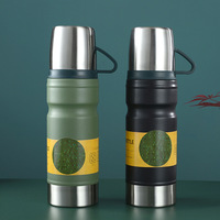 Juego de Regalo de Termo de Acero Inoxidable 2024, Botella de Agua con Impresión de Logotipo Personalizado y Dos Tazas