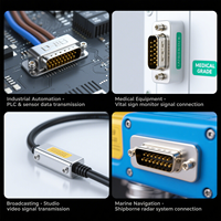 Type industriel plaqué 5A de soudure de rangée du connecteur 2 de la catégorie DB15 VGA a évalué la transmission du signal RS232 des véhicules à moteur élevée