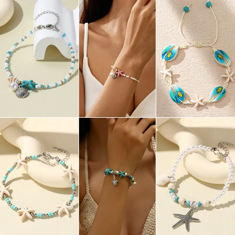 Bikini Zomer Strand String Kralen Armbanden Armband Zeester Schelpen Bohemian Sieraden Cadeau Armbanden Voor Vrouwen Meisjes