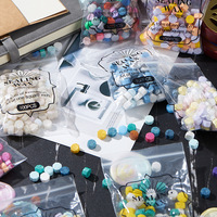 Kit de 100 sacs Ziploc transparents en plastique de 35g avec sceau de cire, perles et petit rangement pour usage bureautique