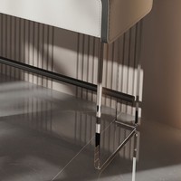 Table de toilette moderne minimaliste italienne en bois massif avec pieds en acrylique et assise en cuir pour salle de bain et salle à manger