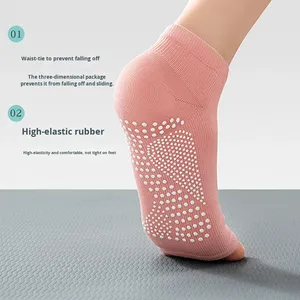 Calzini Sportivi Professionali da <span class=keywords><strong>Donna</strong></span> per Pilates, Fitness, Danza e Yoga, con Punta Aperta, Antiscivolo in Silicone, Antibatterici, Lavorati a Maglia - Product Image 3