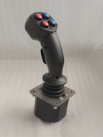 Manette de commande industrielle à axes X et Y avec poignée et quatre boutons poussoirs pour machines de construction