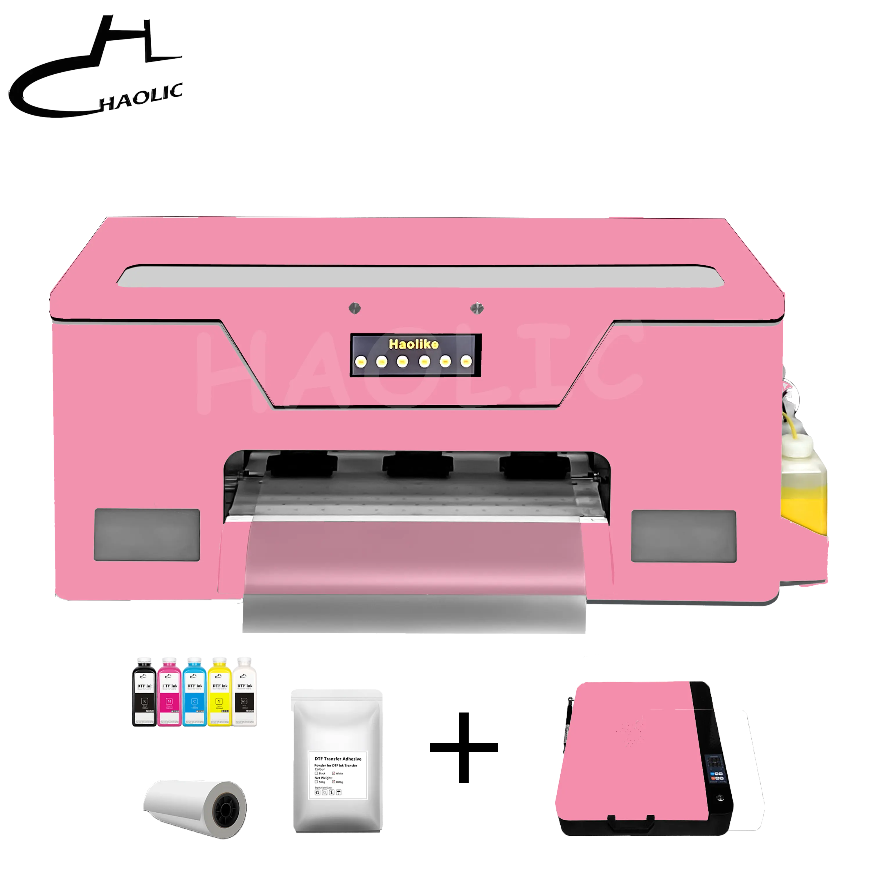 2024 Pink Digital A3 DTF Printer XP600 Pet Film 13Inch Dtf Printer dengan Pink Oven untuk setiap tekstil