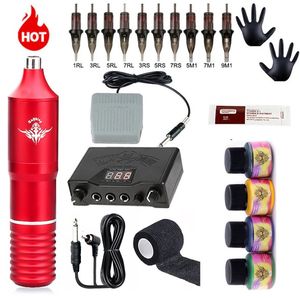 Kit de stylo de tatouage professionnel, cartouches d'encre, aiguilles, alimentation électrique numérique, ensemble complet pour l'art corporel, fournitures professionnelles - Product Image 6