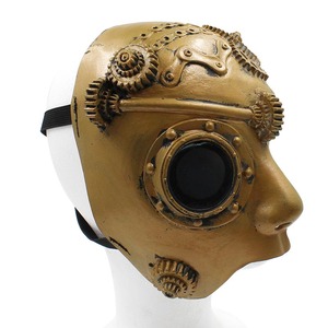 Demi-masque de mascarade mécanique Steampunk <span class=keywords><strong>Cyborg</strong></span> Vintage pour déguisement de Mardi Gras Masque en latex pour fête d'Halloween - Product Image 4