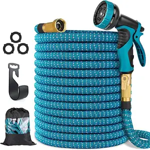Custom No-Kink Flexible Water Hose Expandable Long Lightweight Garden Water Hose 25ft/50ft/75ft/100ft with10 Function Nozzle