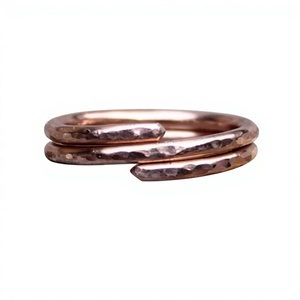 Copper <b>Magnetic</b> Energy <b>Ring</b> Unisex Finger Band Therapy <b>Ring</b> Hammered Double Wrap Design Joint Pain Relief Bio Magnet Jewelry - Product Image 1
