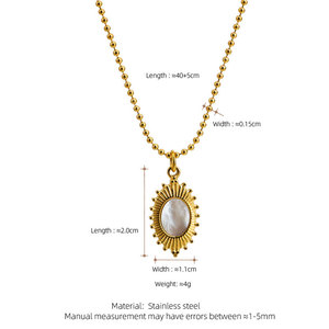 Collar de Joyería con Colgante de Concha Ovalada Chapado en Oro de 18k, de Acero Inoxidable 316L, Resistente al Agua y al Deslustre, Estilo Vintage, para Mujer - Product Image 6